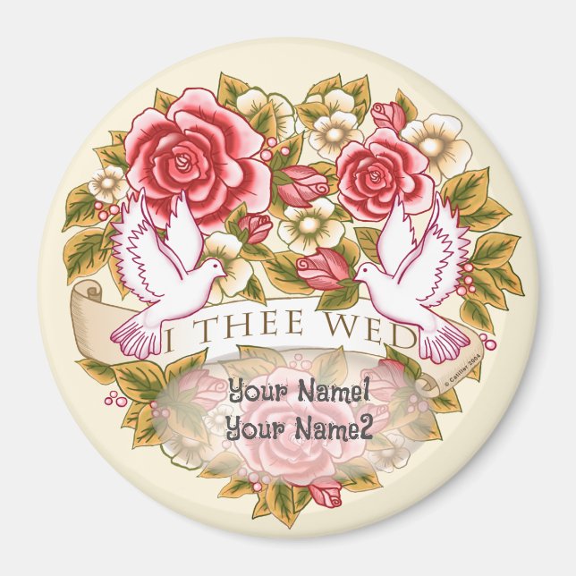 I Thee Wed bröllopsmagnet Magnet (Framsidan)