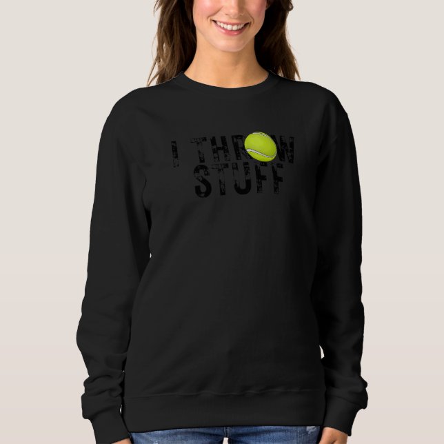 I Throw Saker Tennis Player Tennis Tennis Tennis C T Shirt (Framsida)