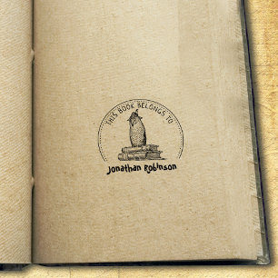 I Tillhören Bok till, Cute Uggla Bok Stämpel