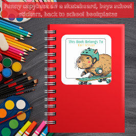 I Tillhöret Bok är jag en underbar Capybara Bookpl Fyrkantigt Klistermärke