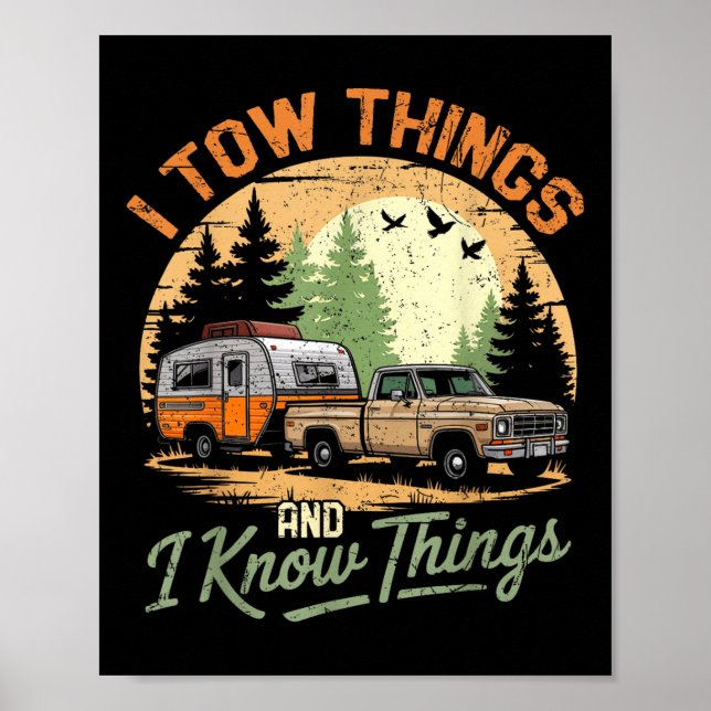 I Tow Things And I Know Things Funny Hiking Father Poster (Framsidan)