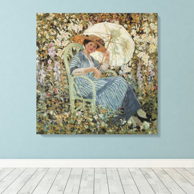I trädgården, Giverny av Frederick Frieseke Canvastryck (Insitu (trägolv))