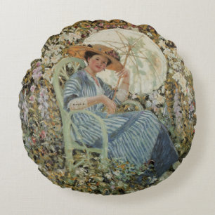 I trädgården, Giverny av Frederick Frieseke Rund Kudde