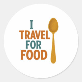 I Travel for food - Vintage Spoon Äventyr Runt Klistermärke