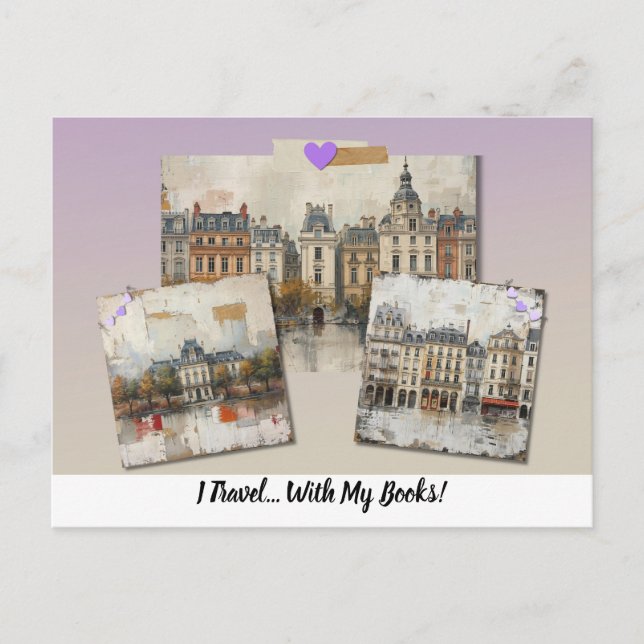 I Travel... With My Books!  Vykort (Framsida)