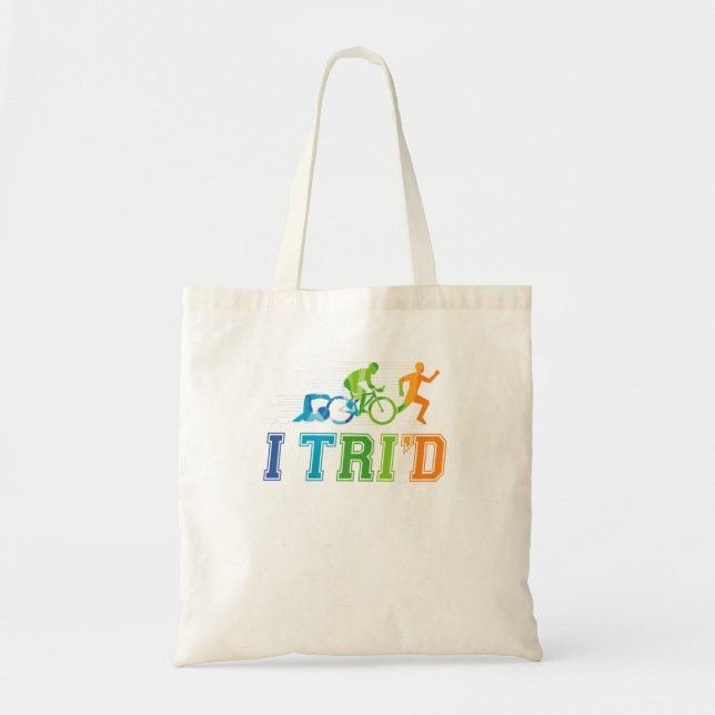 I Tri'd Triathlon Retro Triathlete Simma Bike Spri Tygkasse (Framsidan)