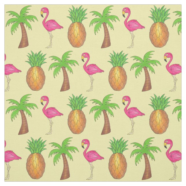 I Tropikernorna Pineapple Flamingo Handflatan Träd Tyg (Provkarta)