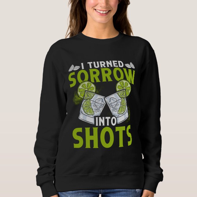 I Turn Sorrow Into Shots  Backprint Bartender T Shirt (Framsida)