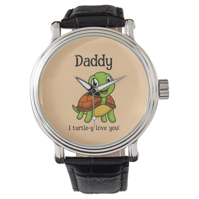 I Turtley Love You Daddy! Cute Father's Day Turtle Armbandsur (Framsida)