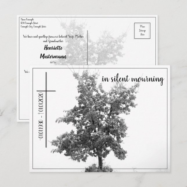 I tyst beskällning - träd på ängsmark 2.0 vykort (Fram/baksida)