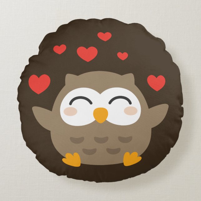 I Uggla You Illustration Rund Kudde (Framsidan)