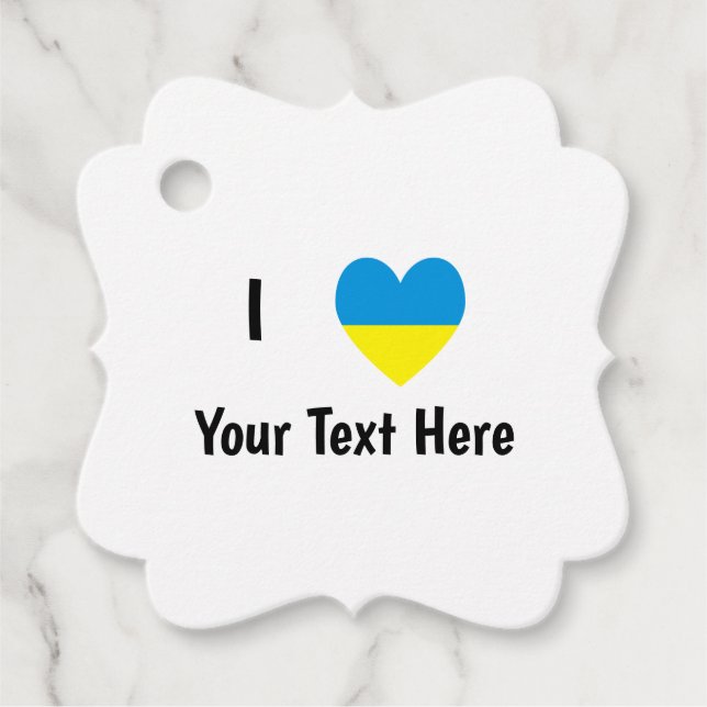 I (ukrainsk Flagga Heart) Din Personlig Text Gåvor Etiketter (Framsida)