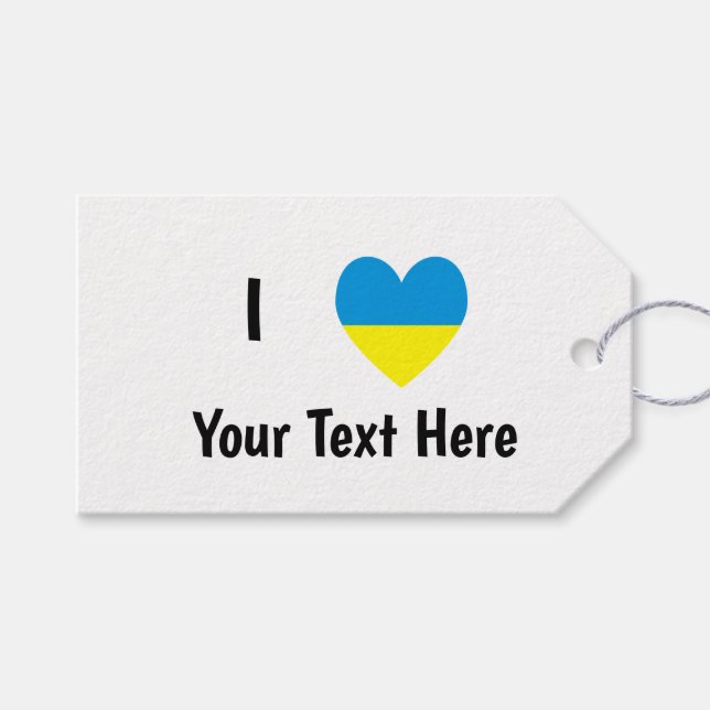 I (ukrainsk Flagga Heart) Din Personlig Text Presentetikett (Framsidan (Horisontell))
