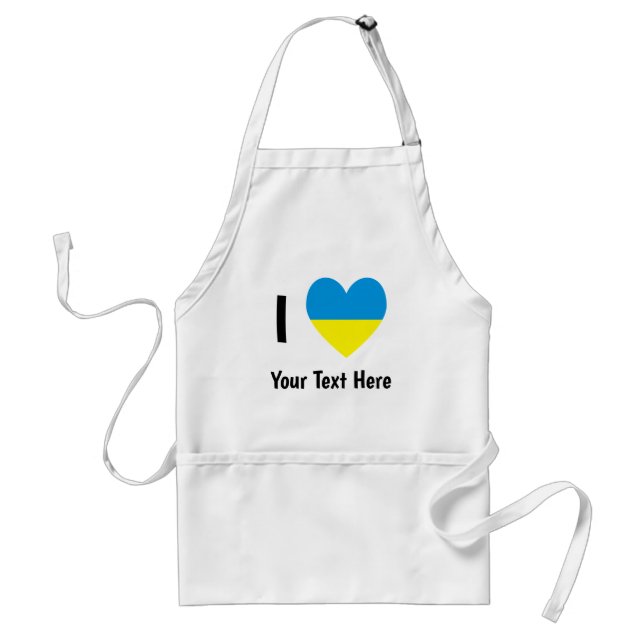 I (ukrainska Flagga Heart) Din text Förkläde (Framsidan)