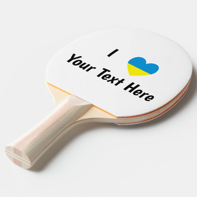 I (ukrainska Flagga Heart) Din text Pingisracket (Frontvinkel)