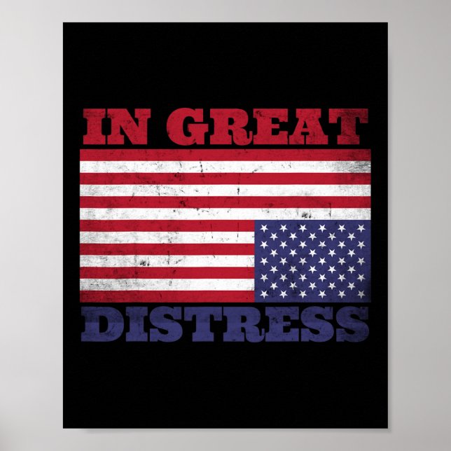 I Underbar Distress upp och ned på American Flagga Poster (Framsidan)