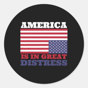 I Underbar Distress upp och ned på American Flagga Runt Klistermärke