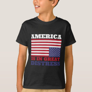 I Underbar Distress upp och ned på American Flagga T Shirt