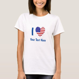 I (USA flagga Heart) texten Kvinnor T Shirt