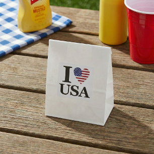 "I ❤️ USA" FYRKANTIGT KLISTERMÄRKE