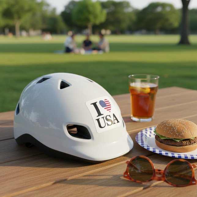 "I ❤️ USA" FYRKANTIGT KLISTERMÄRKE ("I ❤️ USA" SQUARE STICKER)