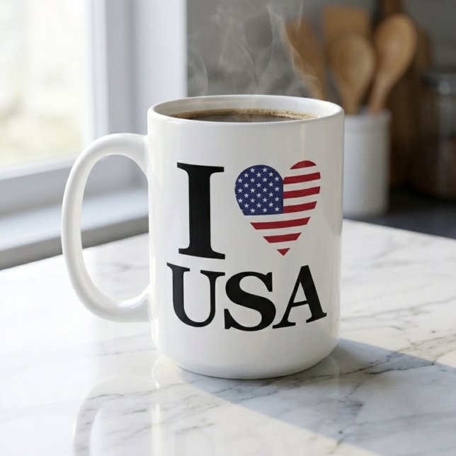 "I ❤️ USA" KAFFEMUGG (Start Every Day With A Warm Mug Of Patriotism.)