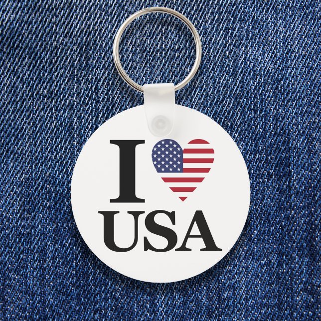 "I ❤️ USA" Round Keychain Nyckelring (Express Your Pride: "I ❤️ USA" Round Keychain)