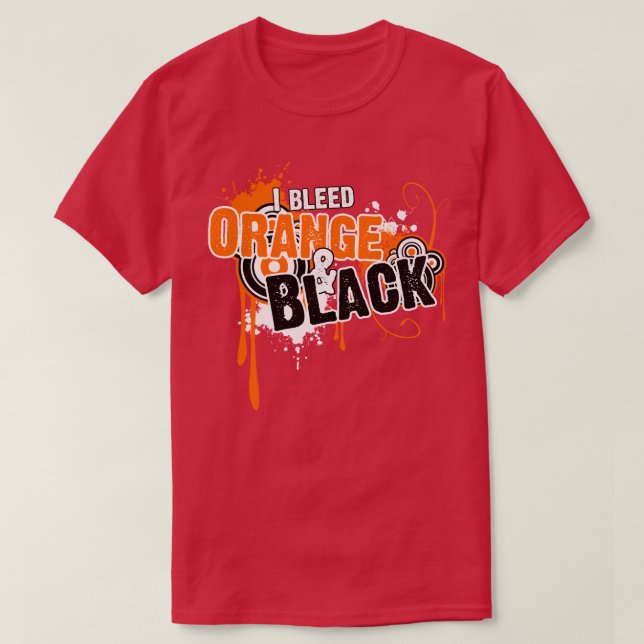 I Utfall Orange och svart T Shirt (Design framsida)