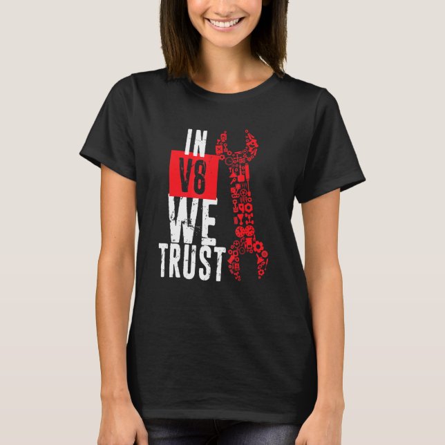I V8 litar vi på utstressad mekanisk Pappa T Shirt (Framsida)