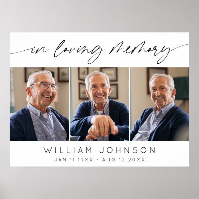 I Vågrät Loving Memory Photo Collage Funeral Poster (Framsidan)