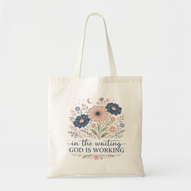 I väntan arbetar Gud Totebag Tygkasse (Framsidan)