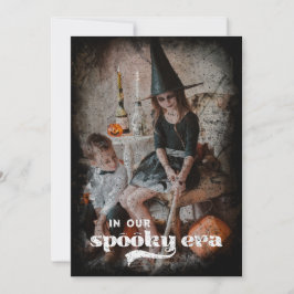 I Vår Kusliga Era Familj Halloween Högtidskort Julkort