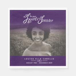 I våra hjärtan för evigt fotografera lila begravni pappersservett