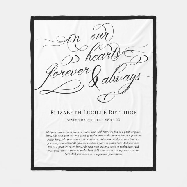 I våra hjärtan för svartvitt fleecefilt (Framsidan)