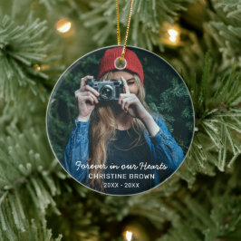 I våra hjärtan - Modern enkel fotominnesstund Julgransprydnad Keramik