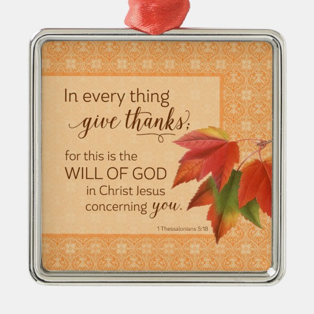 I varje Sak Ge tack - 1 tack. 5:18 Julgransprydnad Metall (Framsidan)