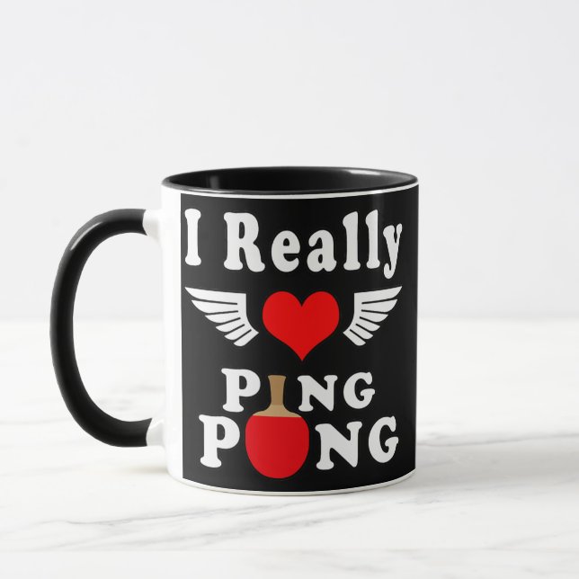 I Verkligen Kärlek Ping Pong Bord Tennis  Mugg (Vänster)