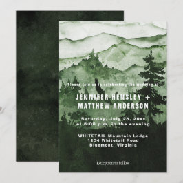 I Vilden Emerald Grönt Mountain Scene Bröllop Inbjudningar