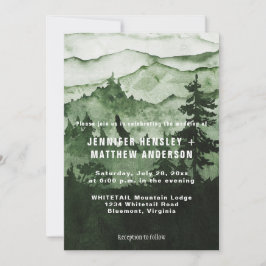 I Vilden Emerald Mist Mountains Scene Bröllop Inbjudningar