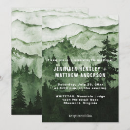 I Vilden Emerald Mist Mountains Scene Bröllop Inbjudningar