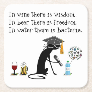 I Vin är det klokt att säga Vin Underlägg Papper Kvadrat