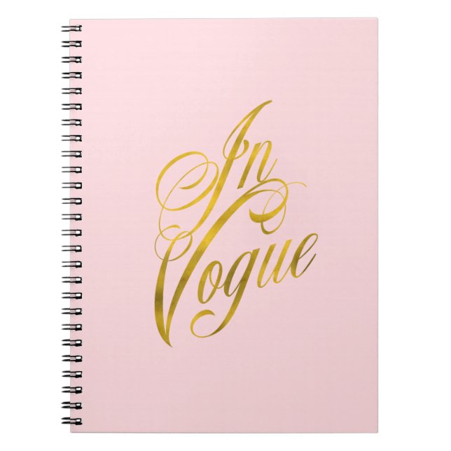 I Vogue Quote Faux Gold Foil Metallic Mode Anteckningsbok (Framsidan)
