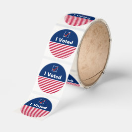 I Voted Box with Checkmark Red White and Blue Vote Runt Klistermärke