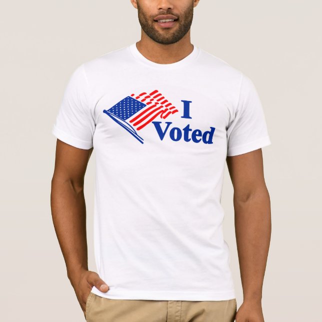 I Voted United States Flag Sticker T Shirt (Framsida)