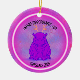 I Wanna Hippopotamus for Christmas - Purple Julgransprydnad Keramik