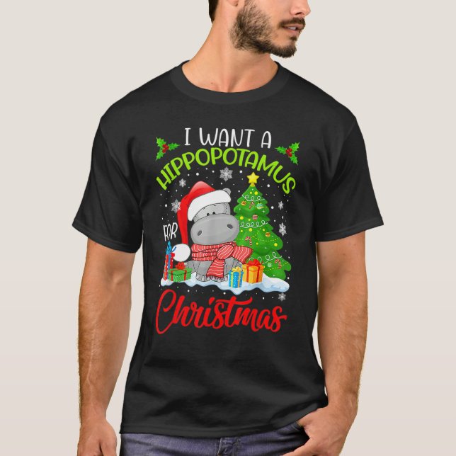 I Want A Hippopotamus For Christmas Cute Xmas Cost T Shirt (Framsida)