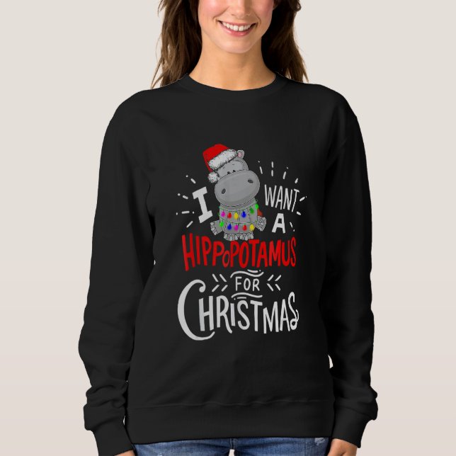 I Want A Hippopotamus For Christmas Cute Xmas Hipp T Shirt (Framsida)