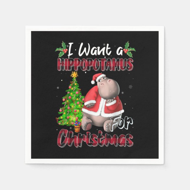 I Want A Hippopotamus For Christmas Hippo Buffalo  Pappersservett (Framsidan)