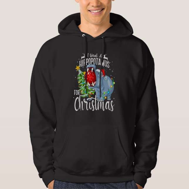 I Want A Hippopotamus For Christmas  Hippo Pajamas Hoodie (Framsida)