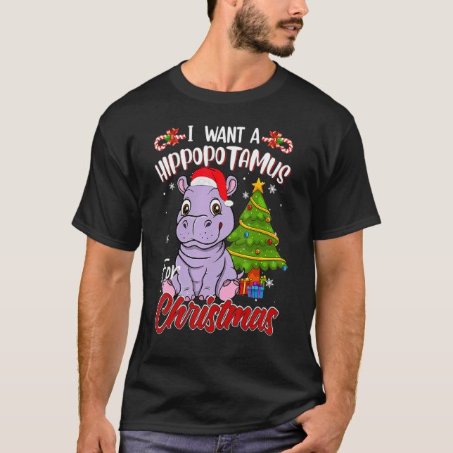 I Want A Hippopotamus For Christmas  Hippo Pajamas T Shirt (Framsida)